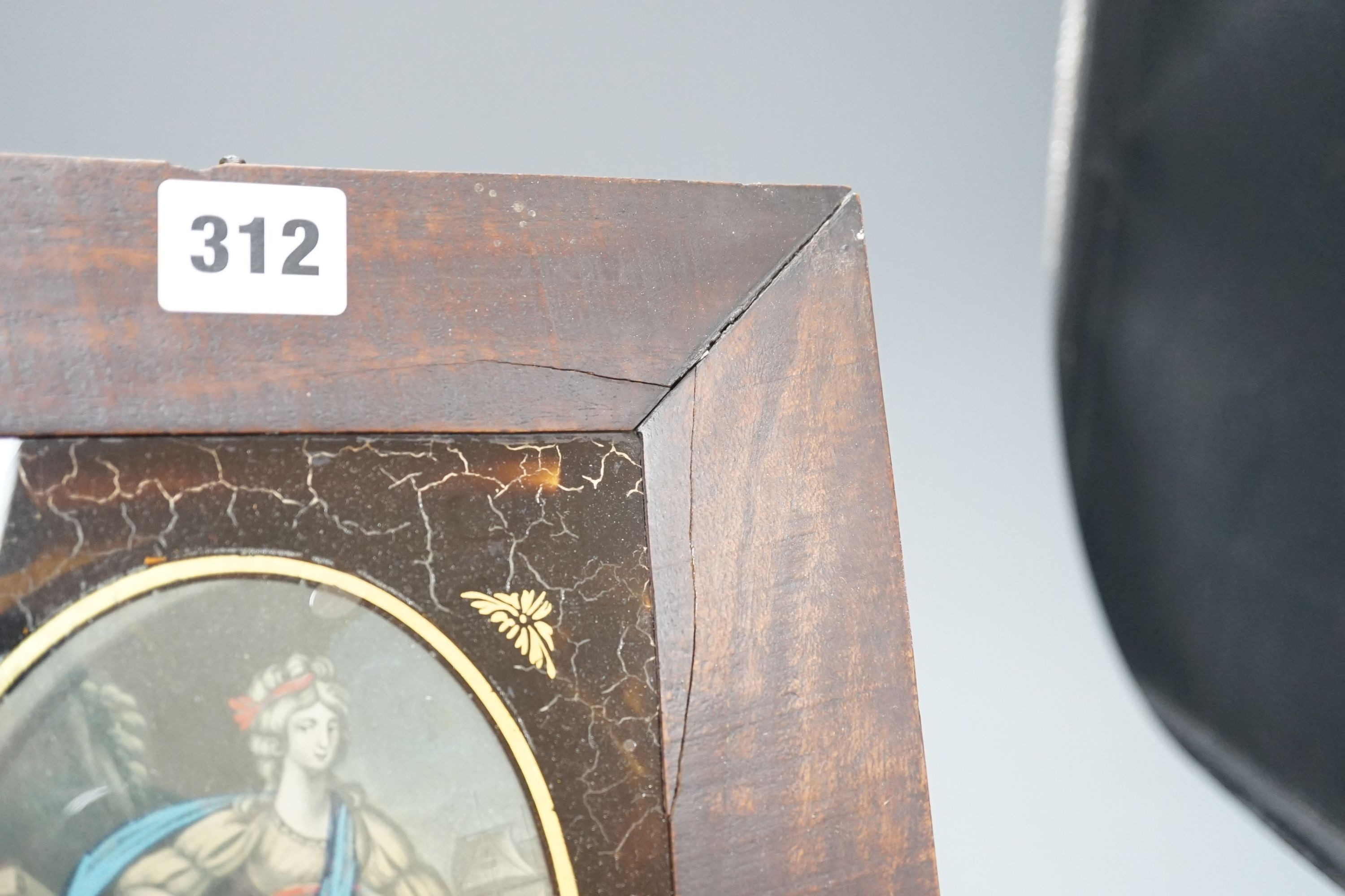 A Regency reverse painting of Brittania, 13.5 cms wide x 18.5 cms high.